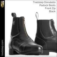 Donatello Paddock Boots Front Zip  Black